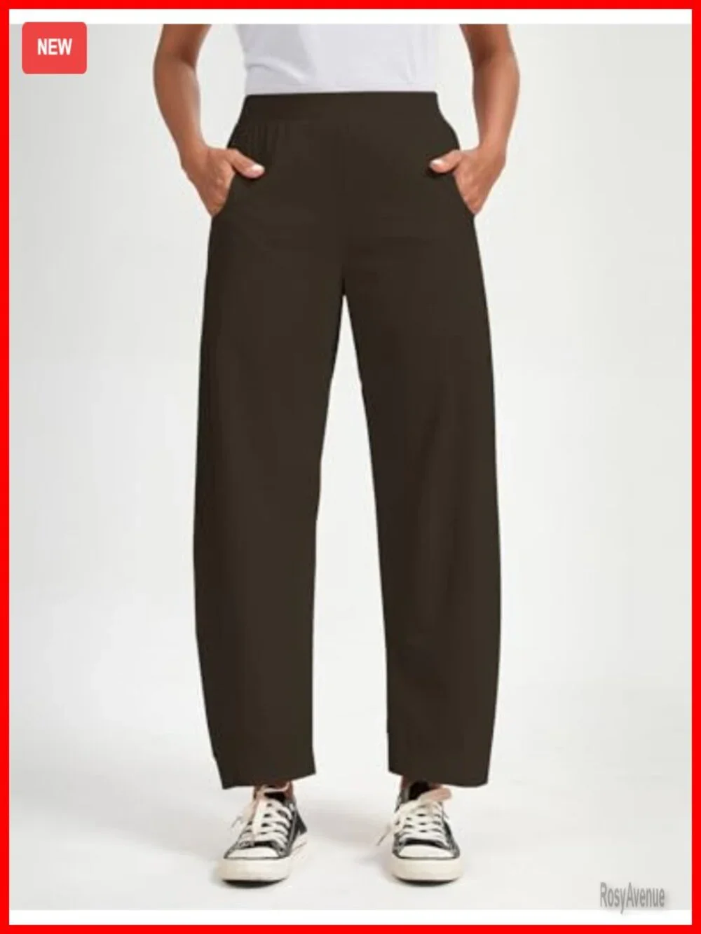 Mid Rise Palazzo Trousers Hidden Elastic Quick Dry Wide Leg Crop Ankle Length